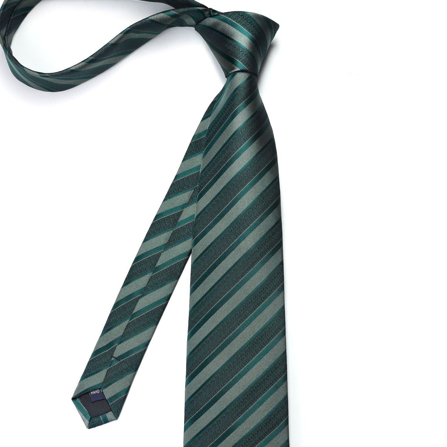 Stripe Tie Handkerchief Cufflinks - GREEN