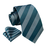 Stripe Tie Handkerchief Set - 28 BLUE/GREY