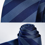 Stripe Tie Handkerchief Set - 27 NAVY BLUE