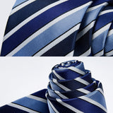 Stripe Tie Handkerchief Set - 35 BLUE/NAVY