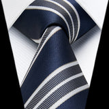 Stripe Tie Handkerchief Set - 44 NAVY BLUE/WHITE