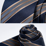 Stripe Tie Handkerchief Set - 45 NAVY BLUE /BROWN