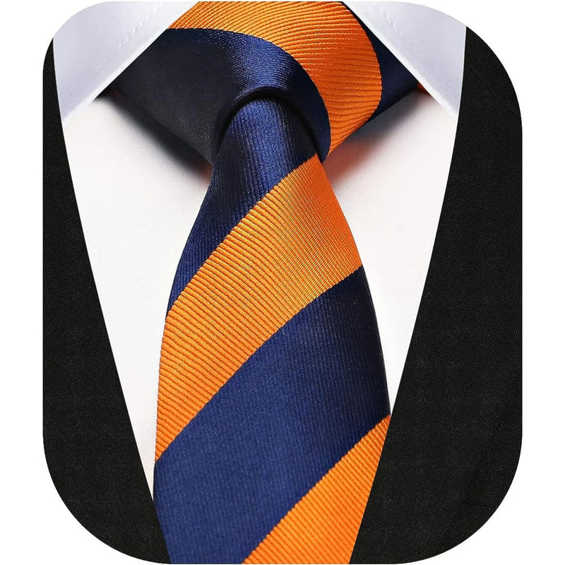 Stripe 2.17' Skinny Formal Tie - D- ORANGE/NAVY