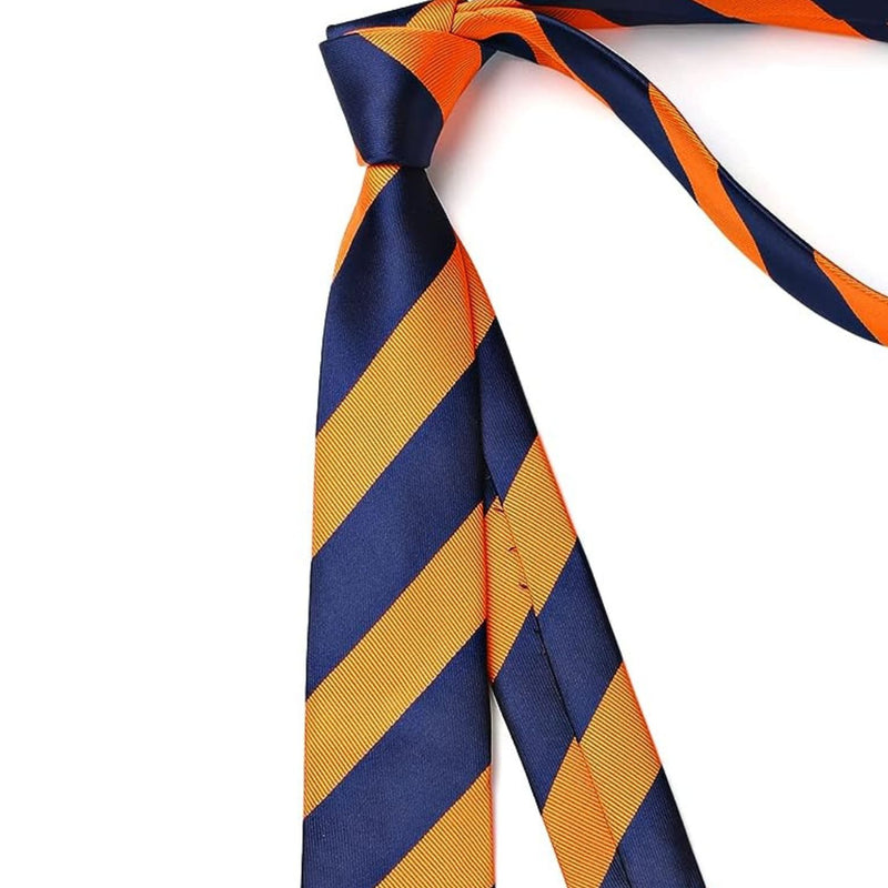 Stripe 2.17' Skinny Formal Tie - D- ORANGE/NAVY