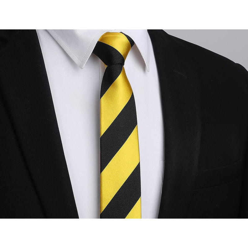 Stripe 2.17' Skinny Formal Tie - D- YELLOW/BLACK