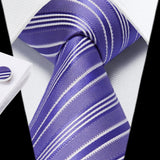 Stripe Tie Handkerchief Cufflinks - PURPLE