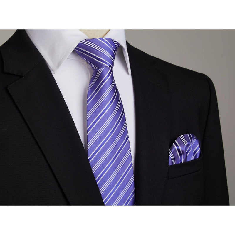 Stripe Tie Handkerchief Cufflinks - PURPLE