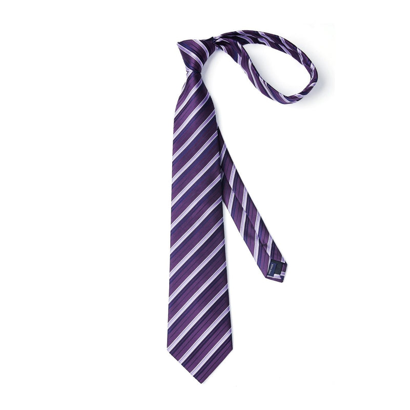 Stripe Tie Handkerchief Cufflinks - PURPLE-1