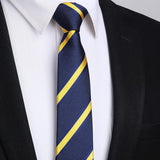 Stripe 2.17' Skinny Formal Tie - D- BLUE/YELLOW