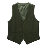 Solid 5pc Suit Vest Set - GREEN/BLACK