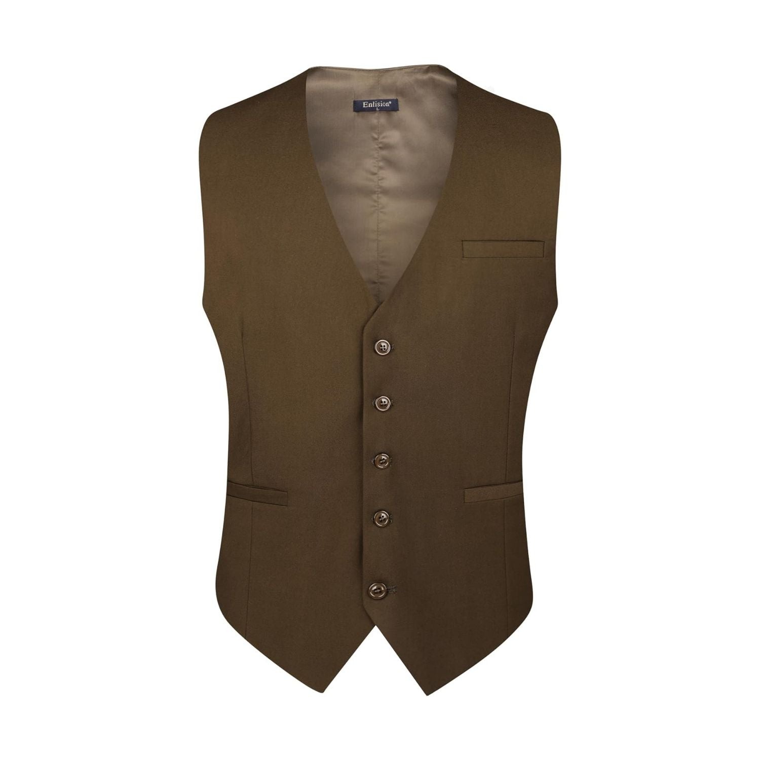Hisdern Men's Brown Satin Suit Vest Formal Wear
