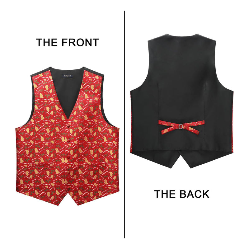 Christmas 3pc Suit Vest - RED-TREE