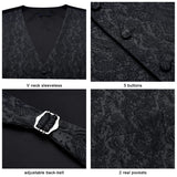 Paisley 3pc Suit Vest Set - BLACK