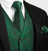 Plaid 4pc Suit Vest - GREEN
