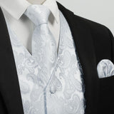 Paisley 3pc Suit Vest Set - E-WHITE 3
