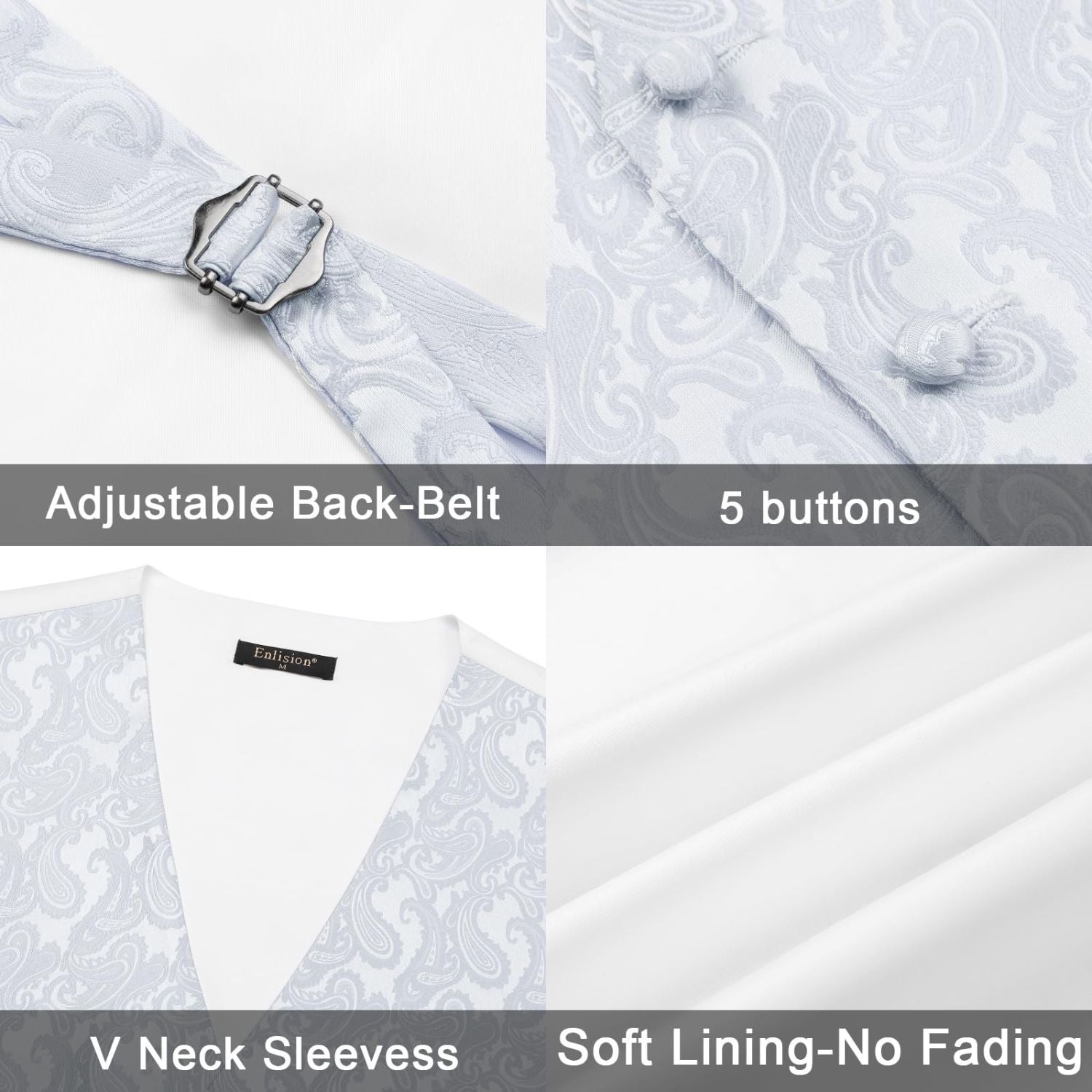 Paisley 3pc Suit Vest Set - E-WHITE 3