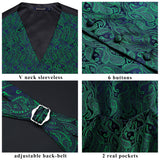 Paisley Vest Tie Handkerchief Set - GREEN/PURPLE