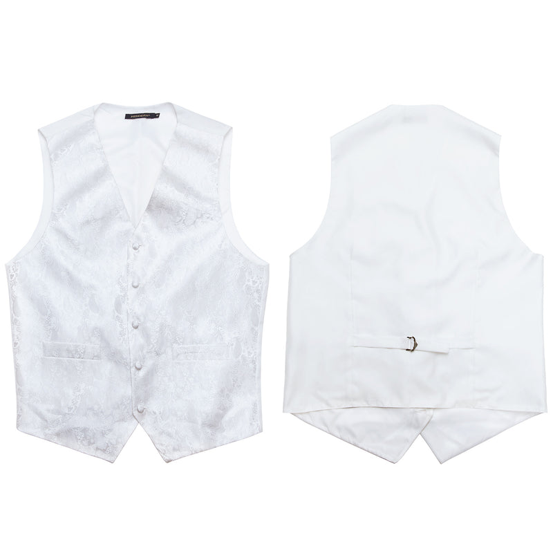 Paisley 3pc Suit Vest Set - WHITE