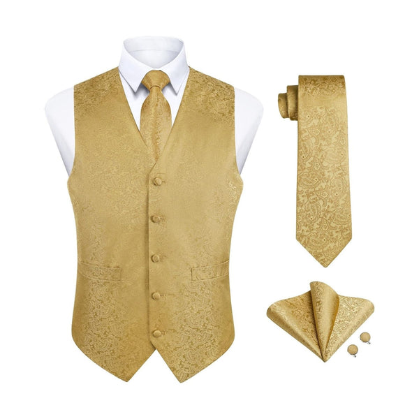 Paisley 4pc Suit Vest Set - A01-GOLD