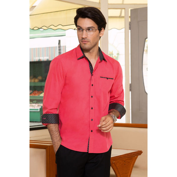 Casual Formal Shirt with Pocket - HOT PINK