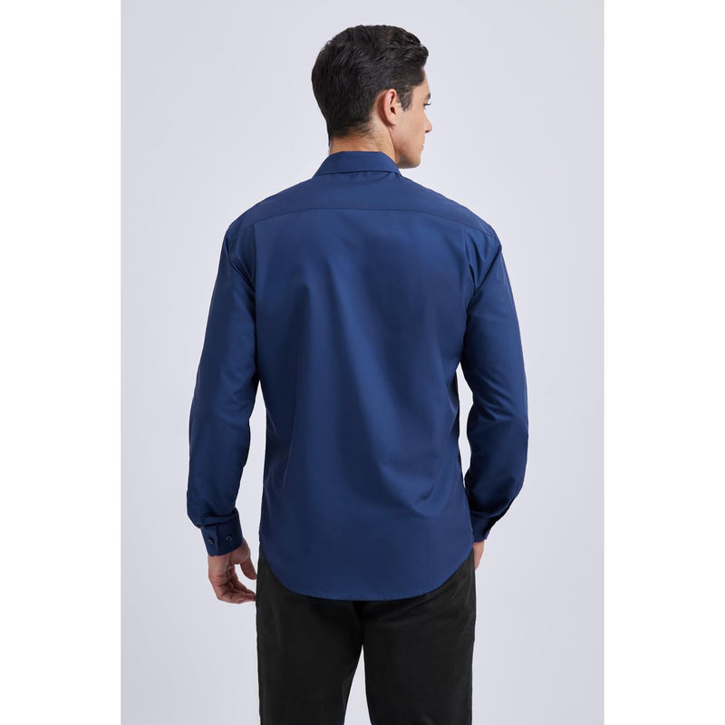 Casual Formal Shirt with Pocket - BLUE