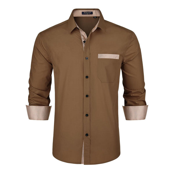 Casual Formal Shirt with Pocket - BROWN