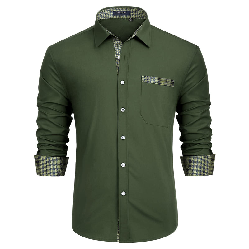 Casual Formal Shirt with Pocket - GREEN