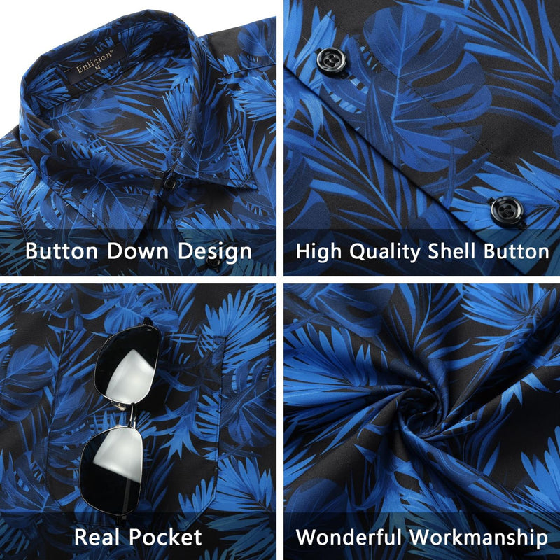 Funky Hawaiian Shirts with Pocket - NAVY BLUE