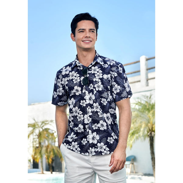 Funky Hawaiian Shirts with Pocket - A-A NAVY