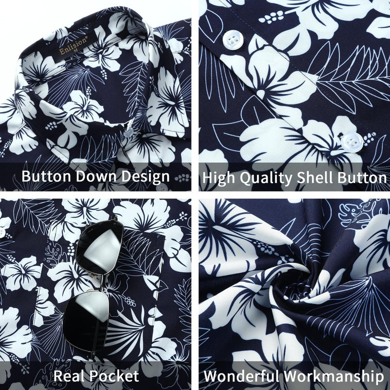 Funky Hawaiian Shirts with Pocket - A-A NAVY