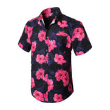 Hisdern Blue Vintage Palm Tree Hawaiian Wedding Shirt