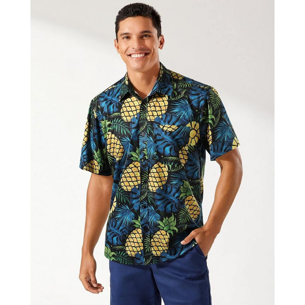 Funky Hawaiian Shirts with Pocket - A-BLUE/YELLOW