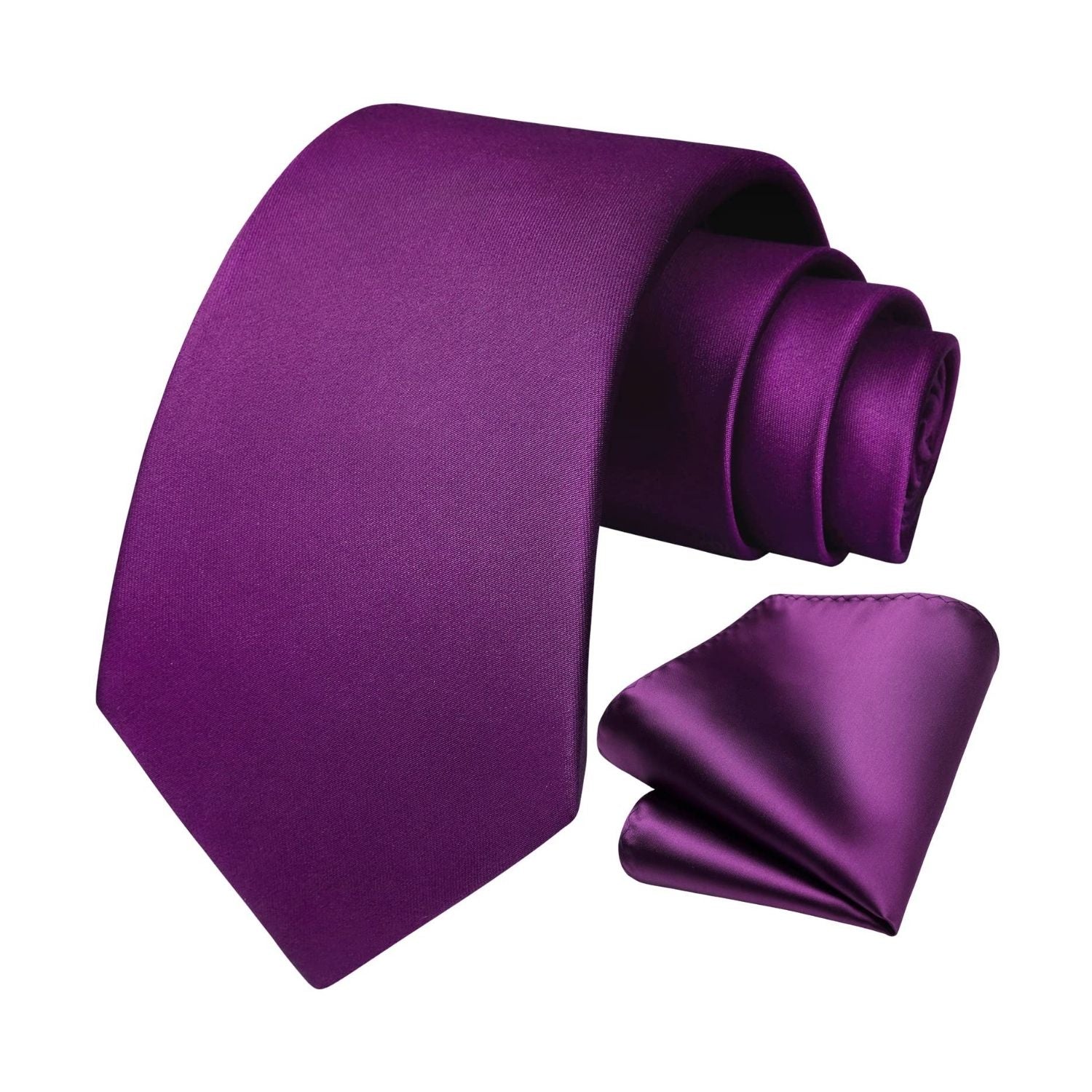 Hisdern Hot Pink Solid Men's Tie Set for Formal & Wedding