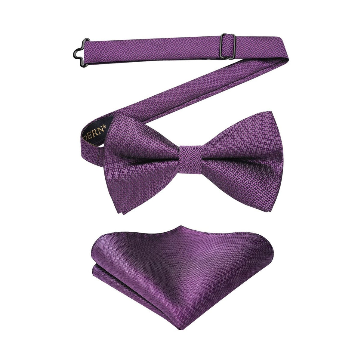 Hisdern Purple Houndstooth Pre-Tied Bow Tie Set For Formal Wear