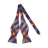 Plaid Bow Tie & Pocket Square - C-ORANGE/BLUE