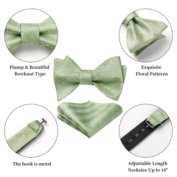 Plaid Bow Tie & Pocket Square Sets - SAGE GREEN