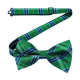 Hisdern Green Plaid Pre-Tied Bow Tie for Men Classic Formal Business