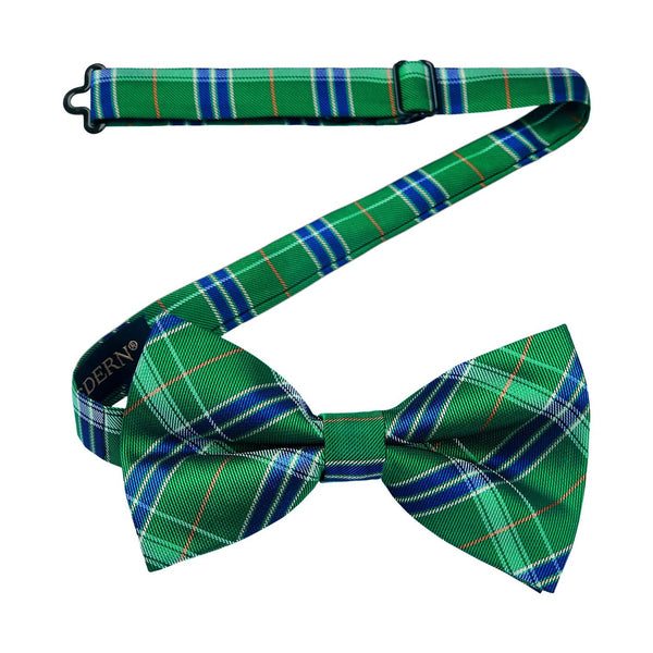 Hisdern Green Plaid Pre-Tied Bow Tie for Men Classic Formal Business