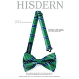 Hisdern Green Plaid Pre-Tied Bow Tie for Men Classic Formal Business