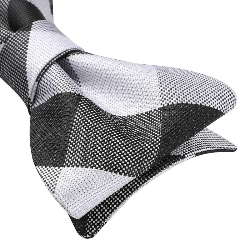 Plaid Bow Tie & Pocket Square Sets - E-BLACK/WHITE