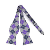 Plaid Bow Tie & Pocket Square Sets - A-NAVY BLUE/PURPLE