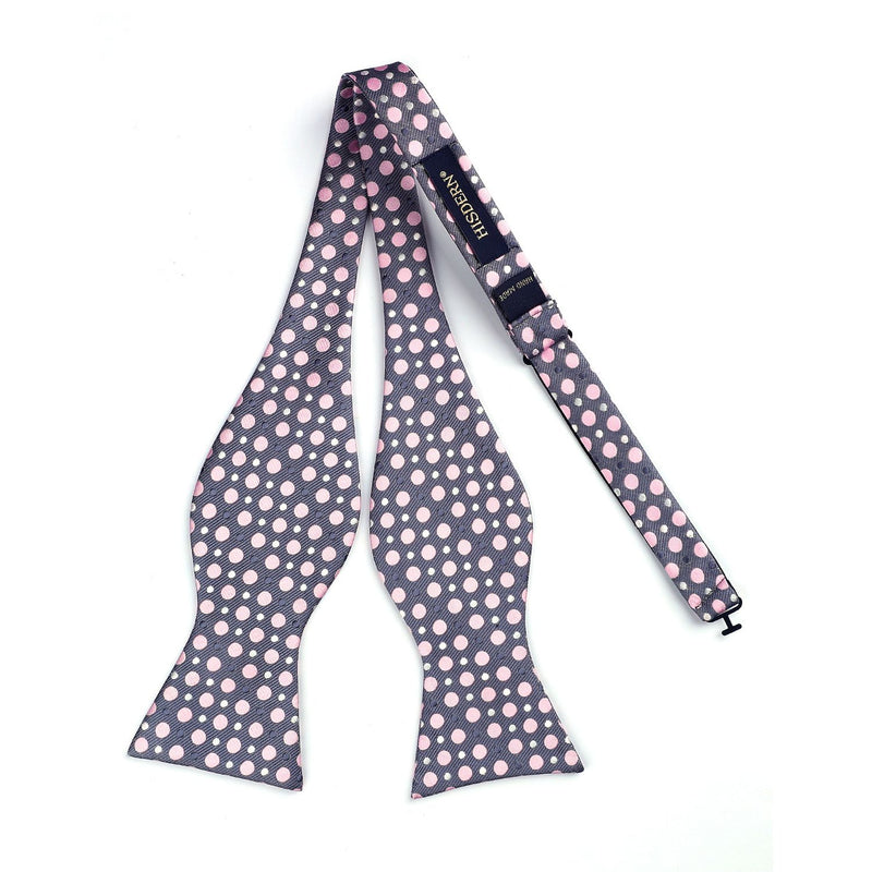 Polka Dots Bow Tie & Pocket Square - B-GRAY/PINK