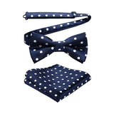 Polka Dot Pre-Tied Bow Tie & Pocket Square - A-BLUE/WHITE