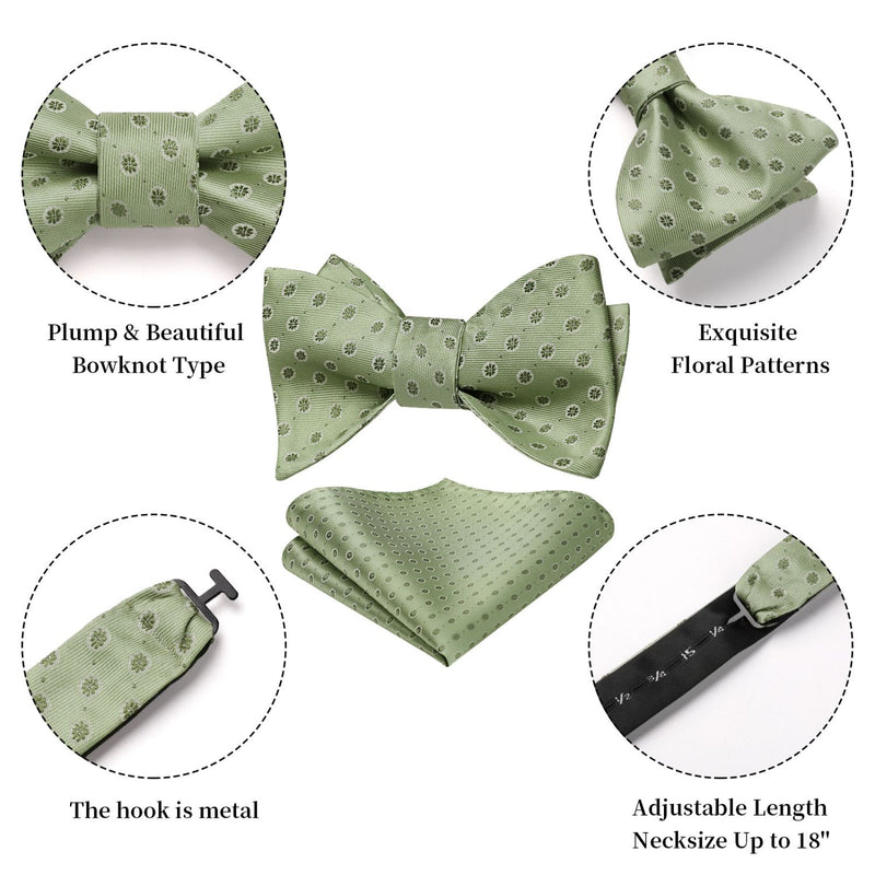 Floral Bow Tie & Pocket Square - B-06 SAGE GREEN