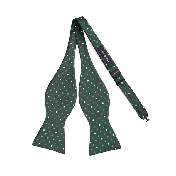 Polka Dots Bow Tie & Pocket Square - 02-GREEN/RED