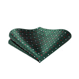 Polka Dots Bow Tie & Pocket Square - 02-GREEN/RED