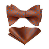 Polka Dots Bow Tie & Pocket Square - 02-ORANGE/BLUE