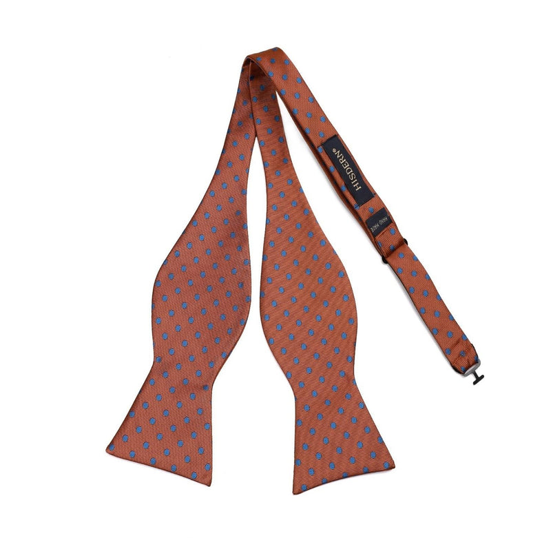 Polka Dots Bow Tie & Pocket Square - 02-ORANGE/BLUE