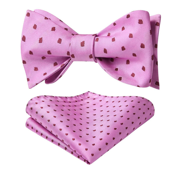 Polka Dots Bow Tie & Pocket Square - HOT PINK/RED DOTS