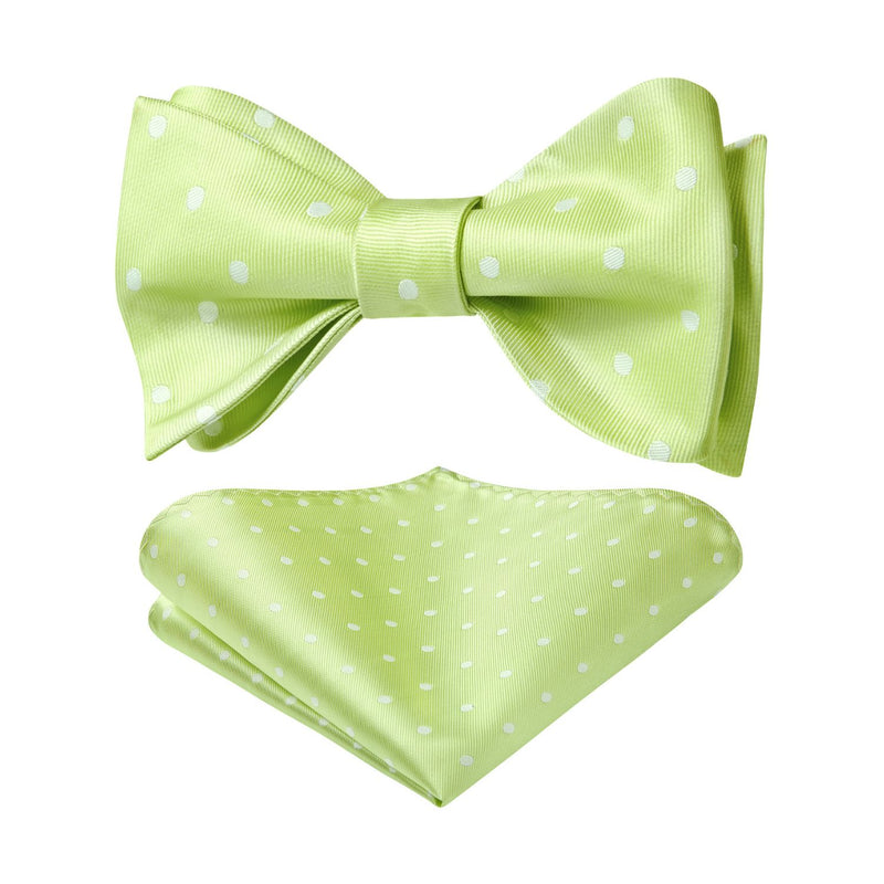 Polka Dots Bow Tie & Pocket Square - E4-GREEN /WHITE